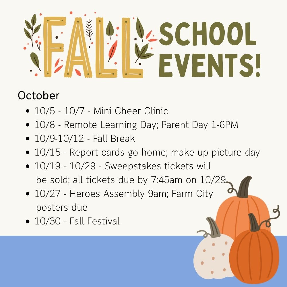 Graphic of events for the month